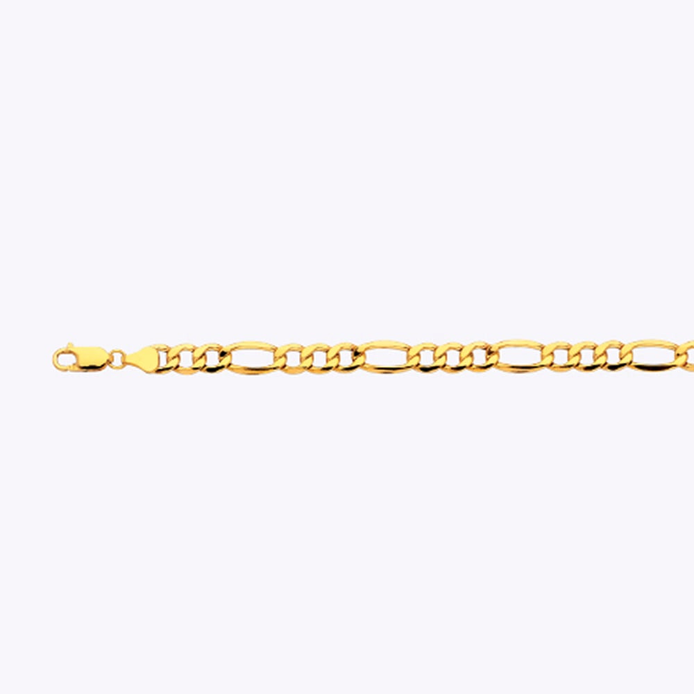 14k 7.5mm Yellow Gold Hollow Figaro 18"