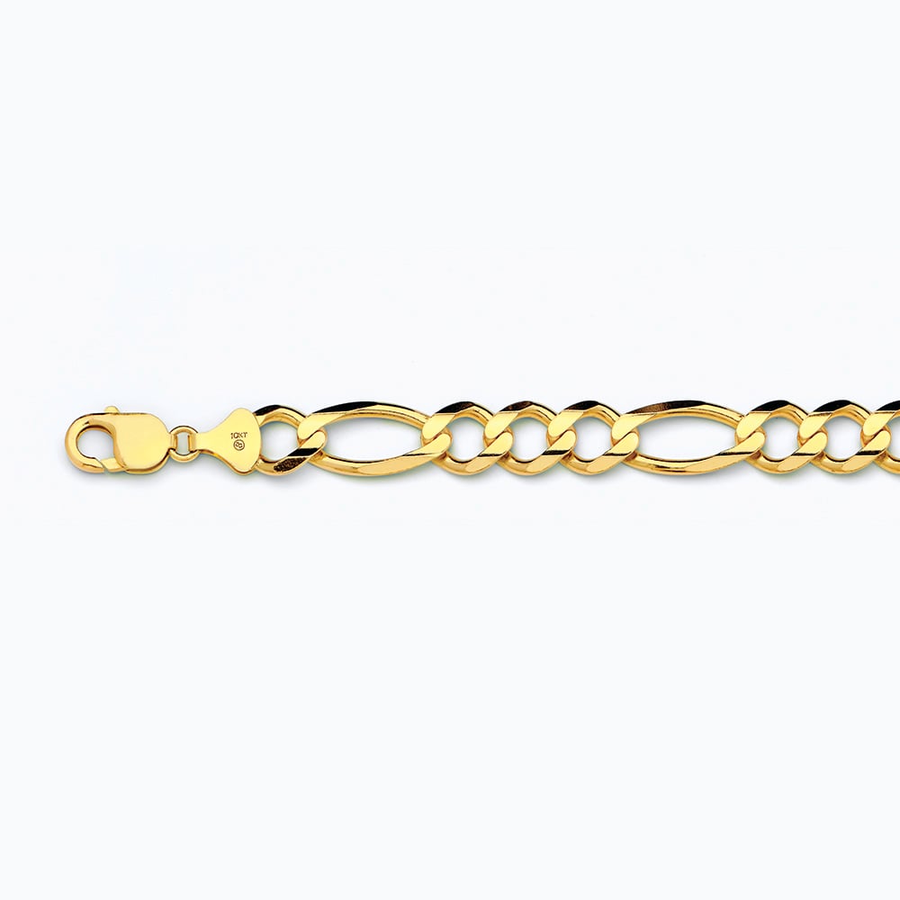 10k 12mm Yellow Gold Solid Figaro 28"