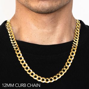 10k 12mm Yellow Gold Solid Curb 20"