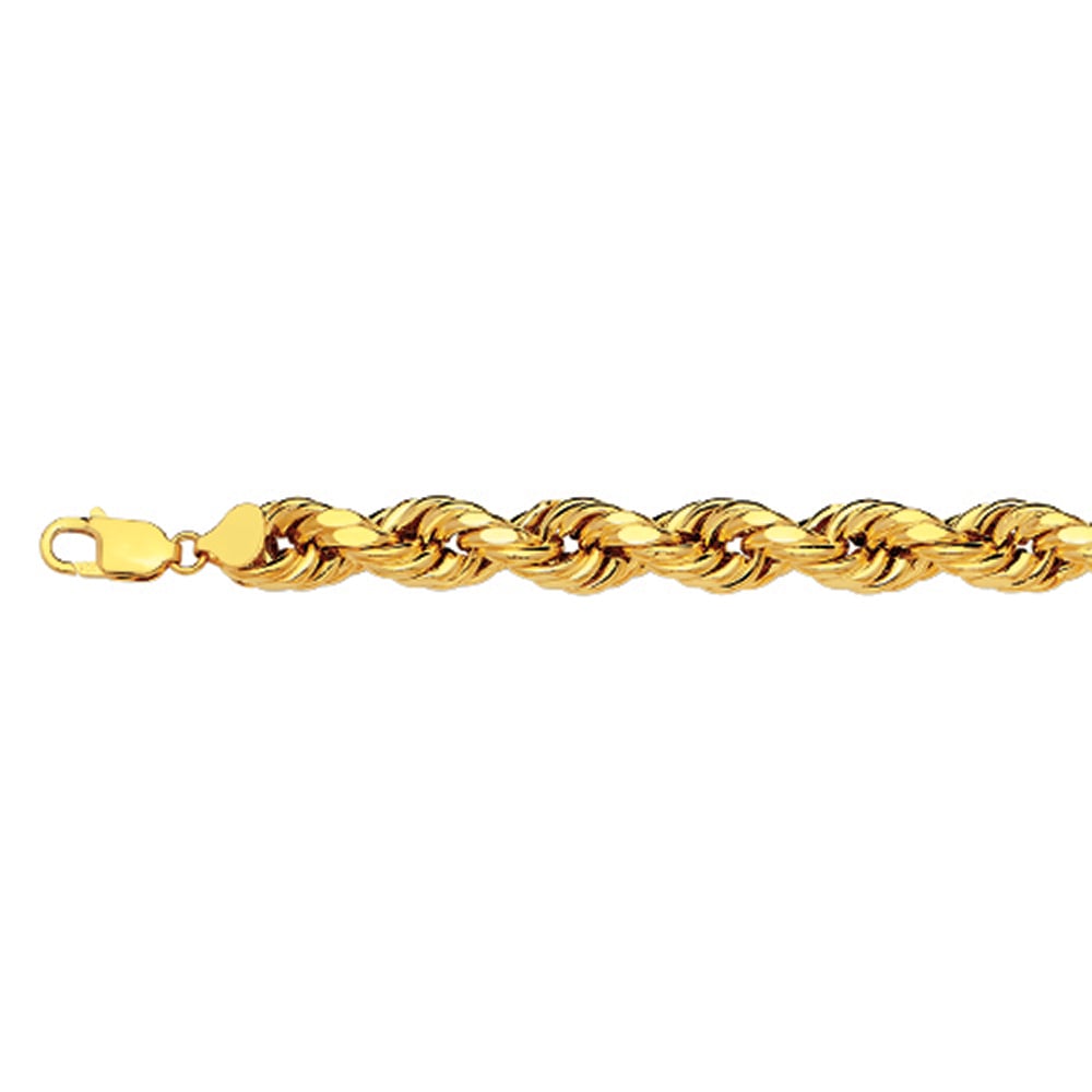 10k 10mm Yellow Gold Dc Hollow Rope 18" - Image 2