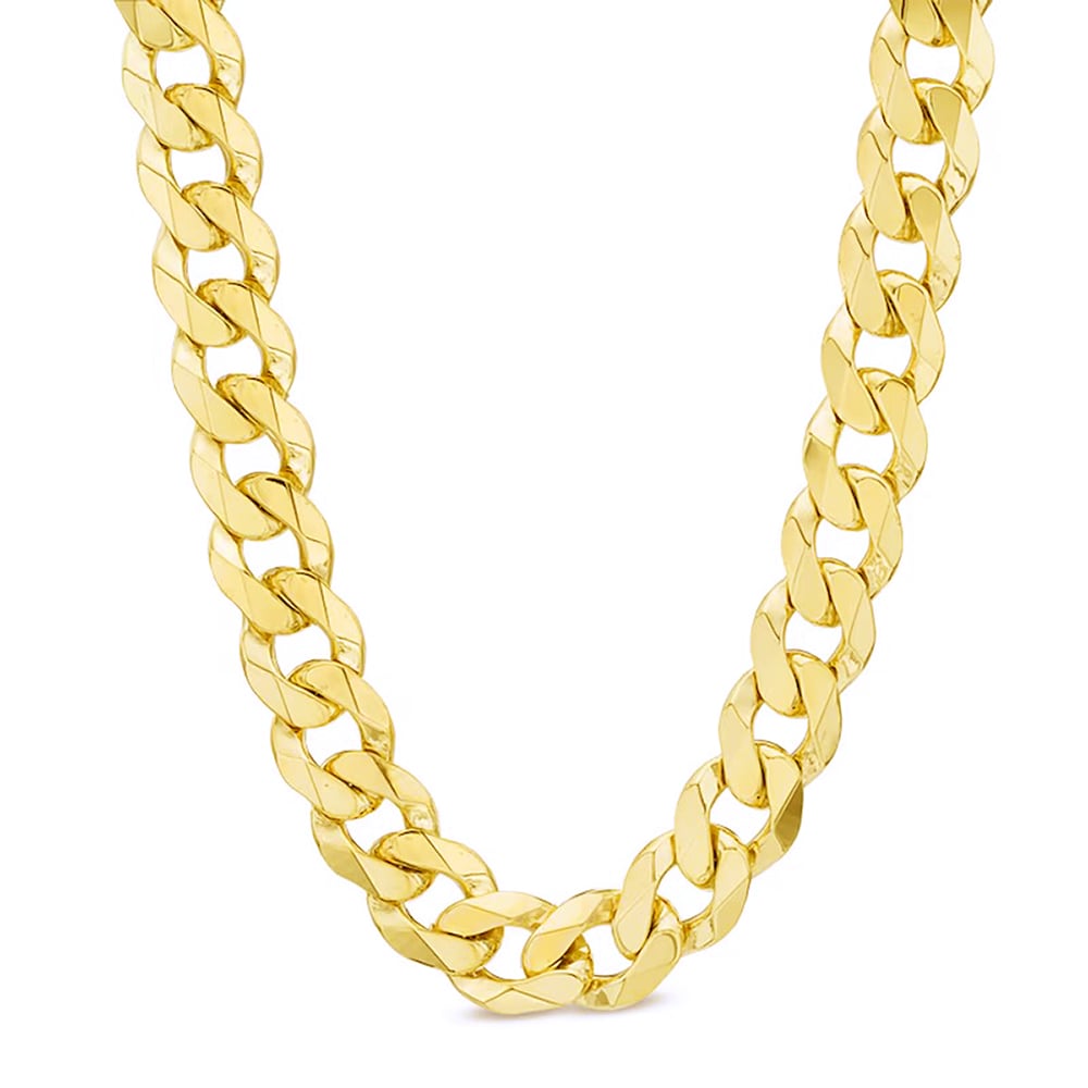 14k 9.5mm Yellow Gold Solid Curb 28" - Image 2