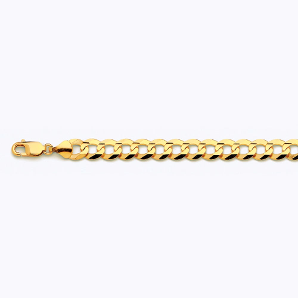 14k 9.5mm Yellow Gold Solid Curb 24" - Image 3