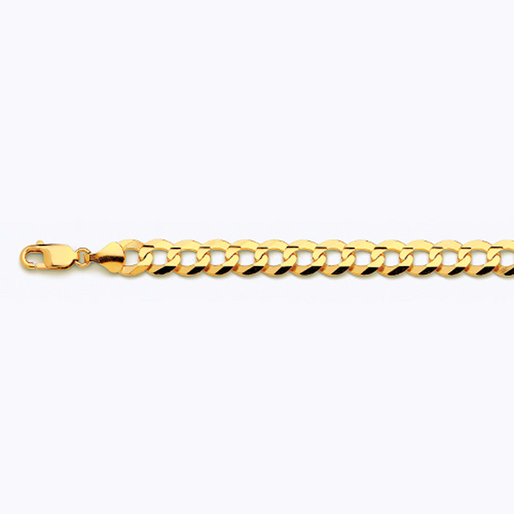 14k 9.5mm Yellow Gold Solid Curb 16" - Image 3