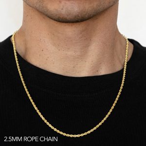 10k 2.5mm Yellow Gold Dc Hollow Rope 28"