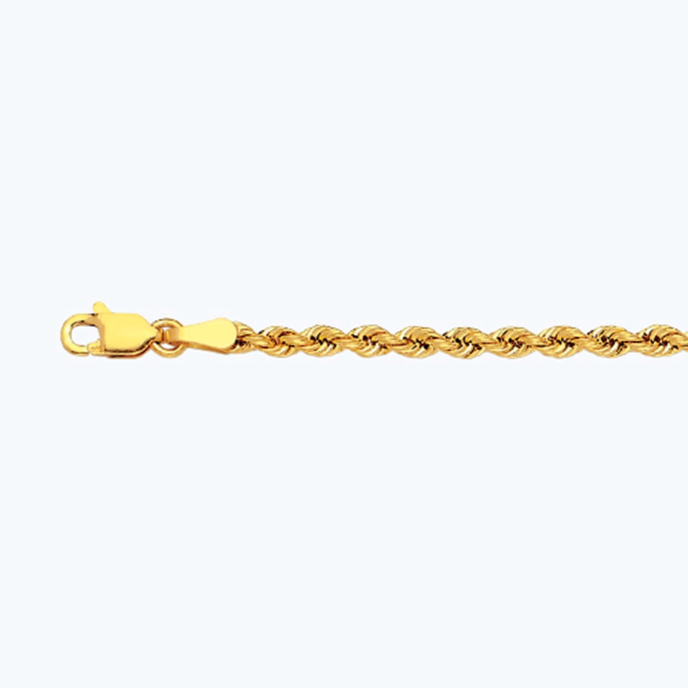 10k 2.5mm Yellow Gold Dc Hollow Rope 16" - Image 2