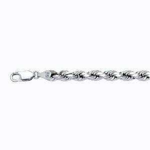 14k 5mm White Gold Dc Hollow Rope 18"