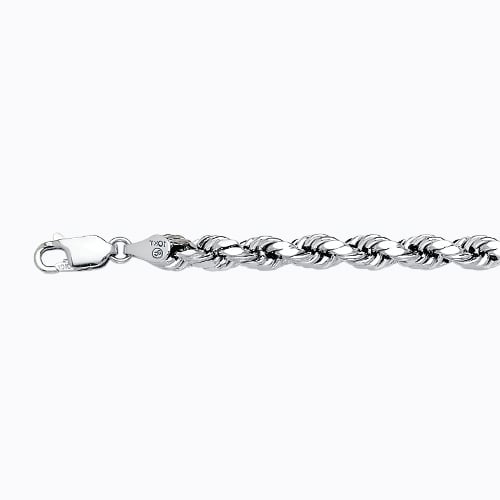 10k 5mm White Gold Dc Hollow Rope 18"
