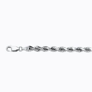 10k 4mm White Gold Dc Hollow Rope 30"