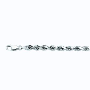 14k 4mm White Gold Dc Hollow Rope 16"