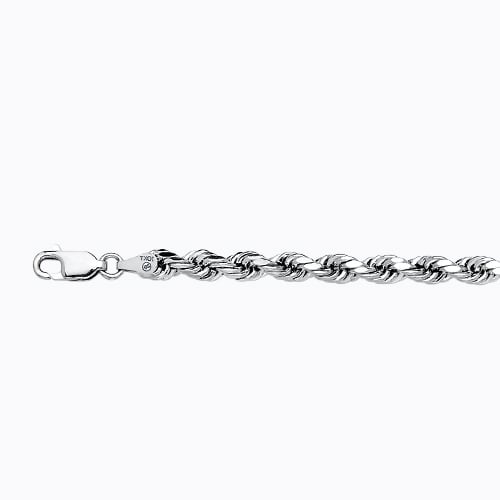 10k 4mm White Gold Dc Hollow Rope 18"