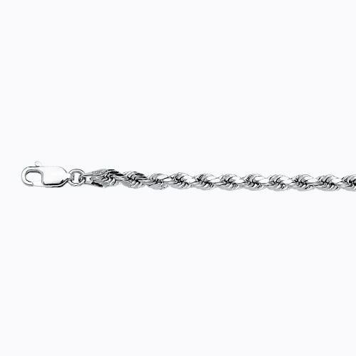 10k 3mm White Gold Dc Hollow Rope 26"