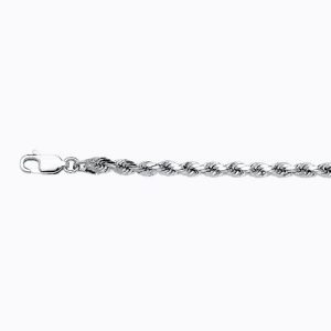 14k 3mm White Gold Dc Hollow Rope 20"