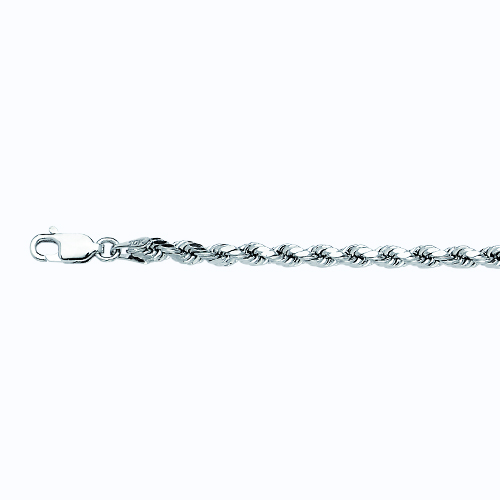 10k 3mm White Gold Dc Hollow Rope 24"