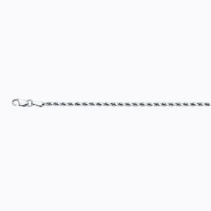 14k 2mm White Gold Dc Hollow Rope 20"