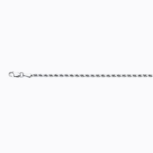 14k 2mm White Gold Dc Hollow Rope 22"