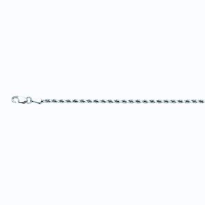 14k 2mm White Gold Dc Hollow Rope 18"