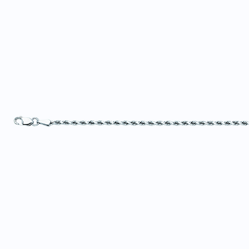 14k 2mm White Gold Dc Hollow Rope 18"