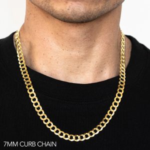 10k 7mm Yellow Gold Solid Curb 22"