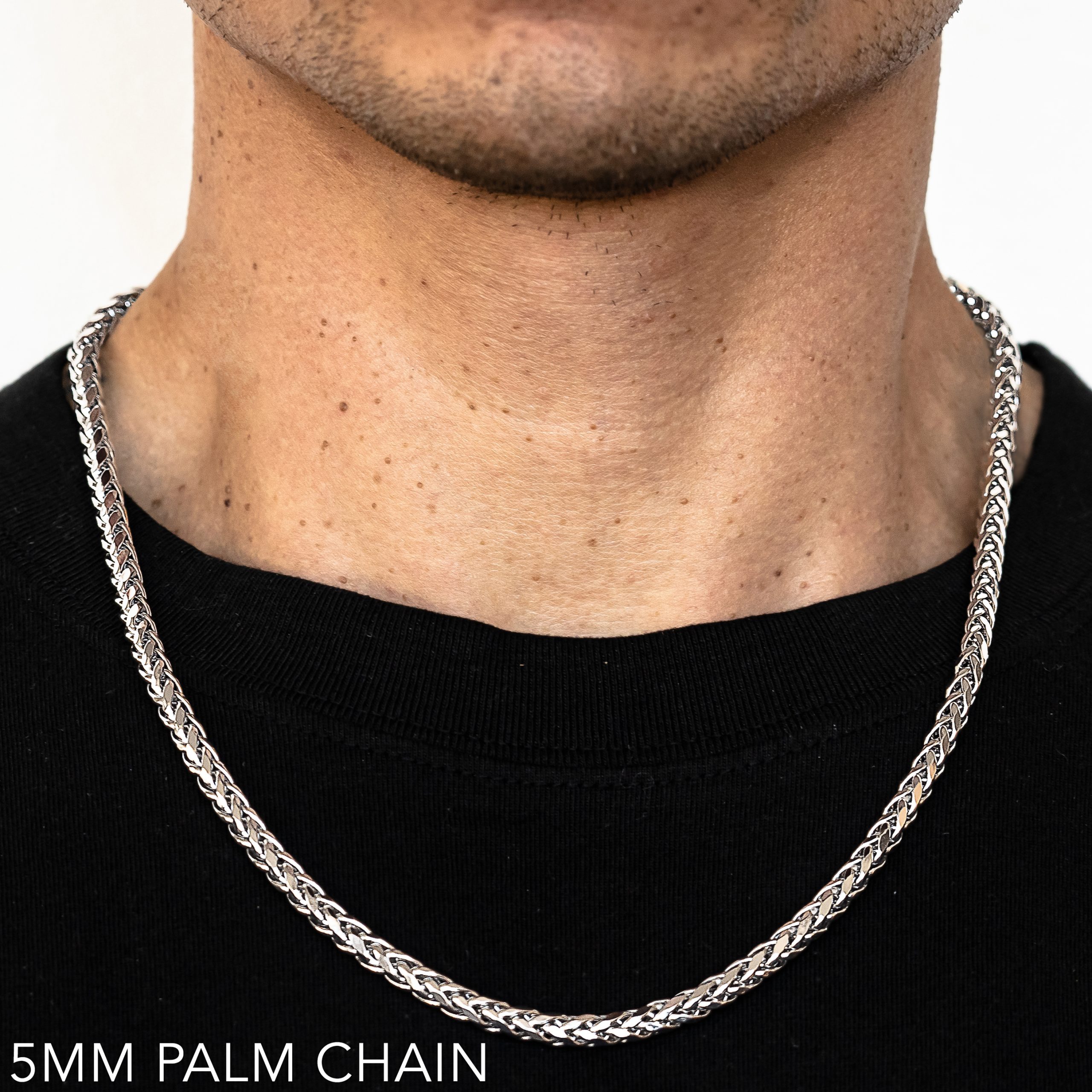 14k 5mm White Gold Palm 16"