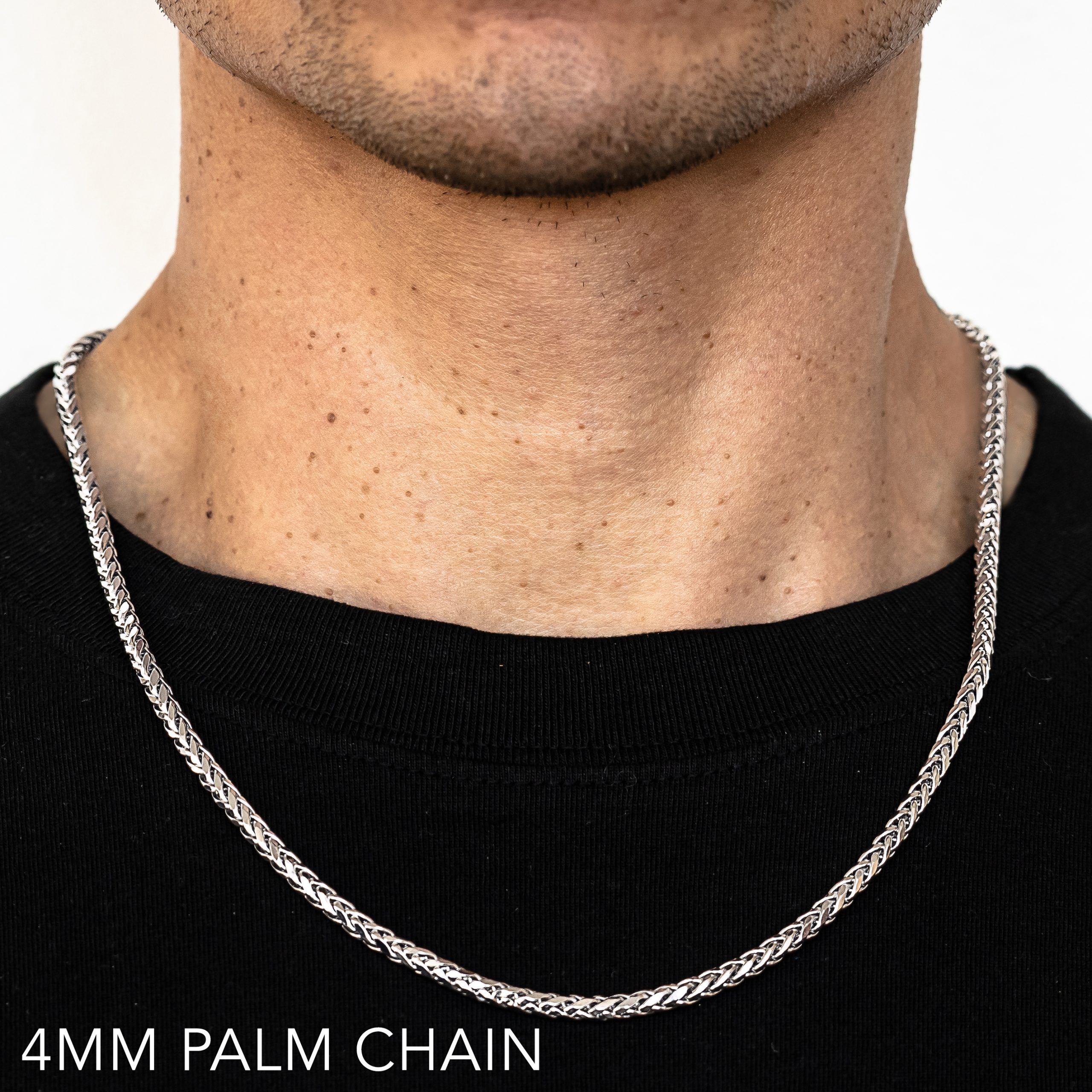 10k 4mm White Gold Palm 30"
