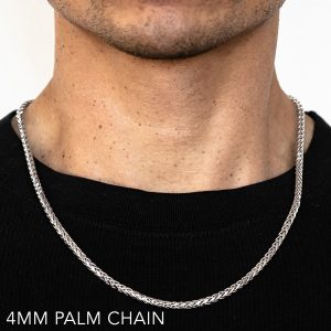 14k 4mm White Gold Palm 18"