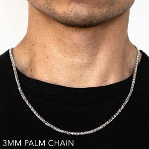 14k 3mm White Gold Palm 16"