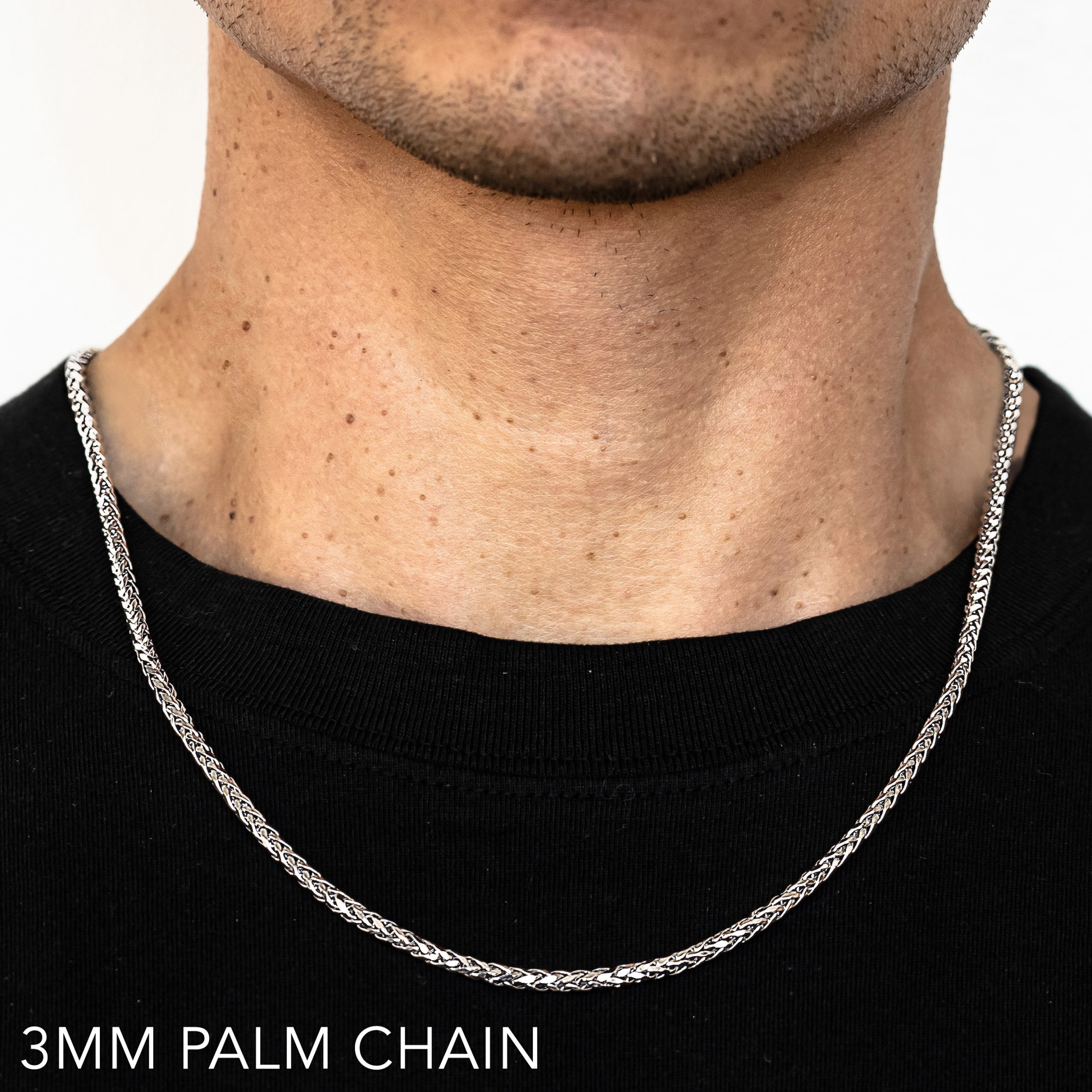10k 3mm White Gold Palm 26"