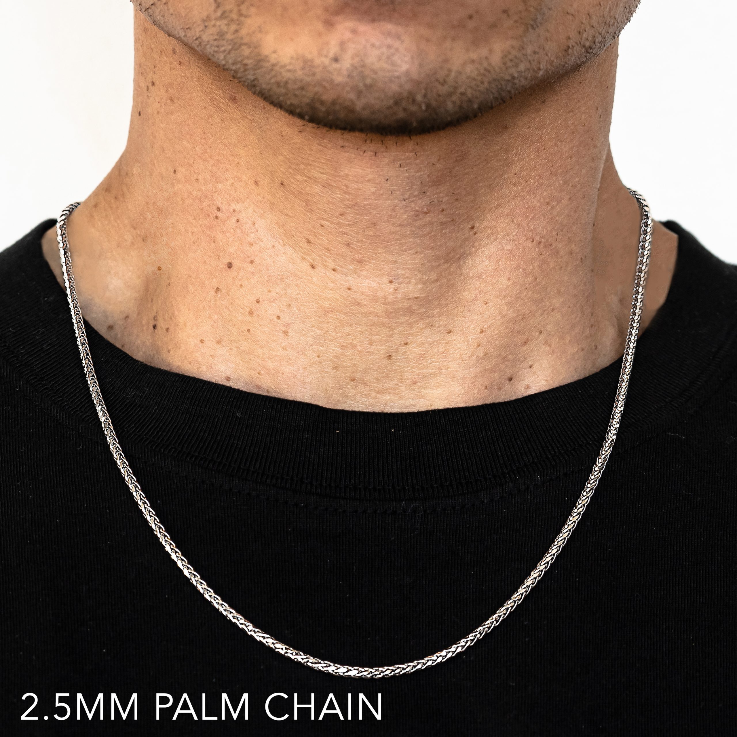 10k 2.5mm White Gold Palm 26"