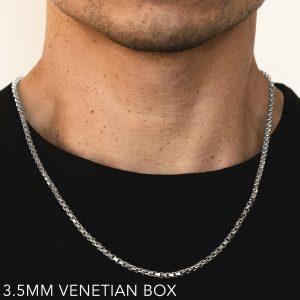 10k 3.5mm White Gold Venetian Box 20"