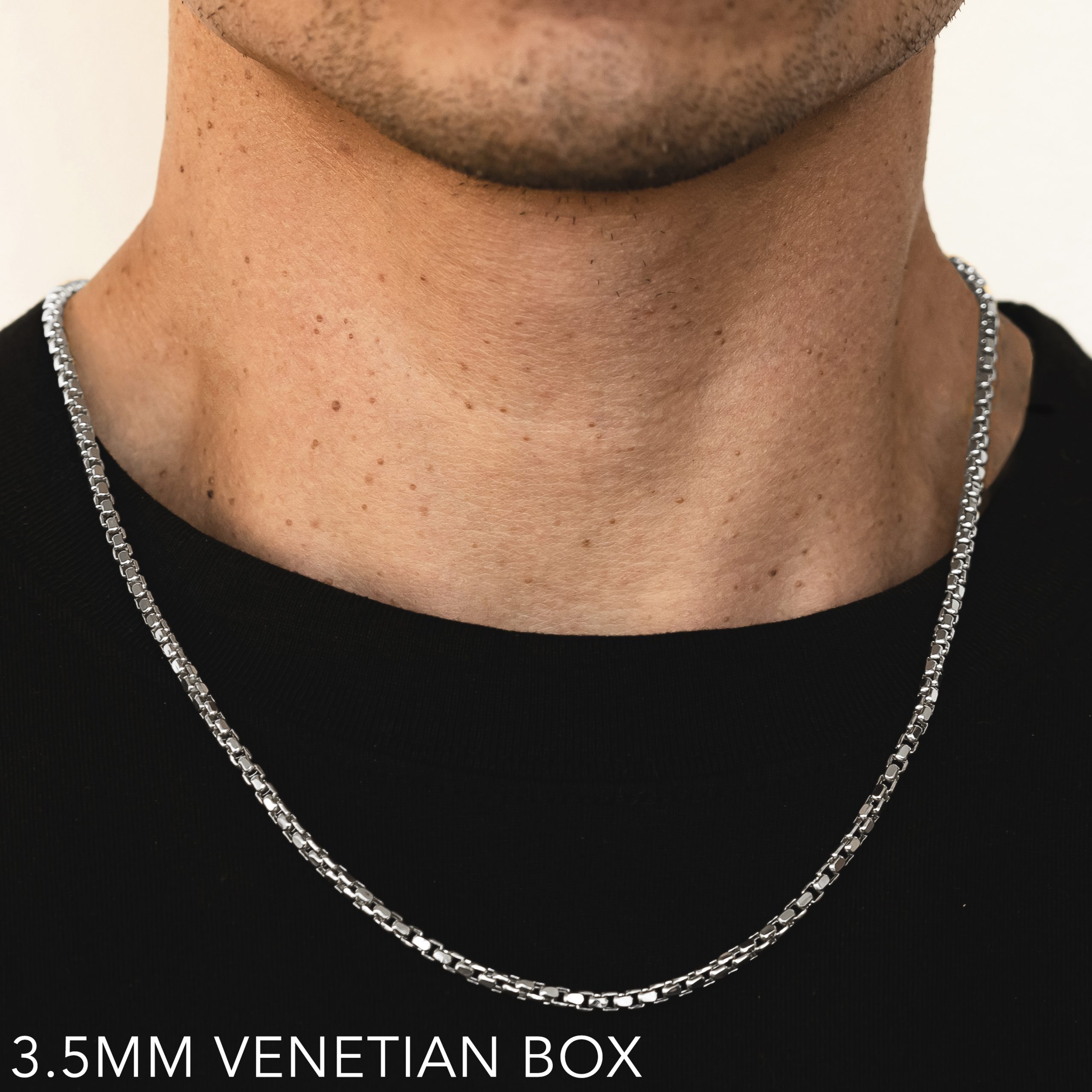 14k 3.5mm White Gold Venetian Box 30"