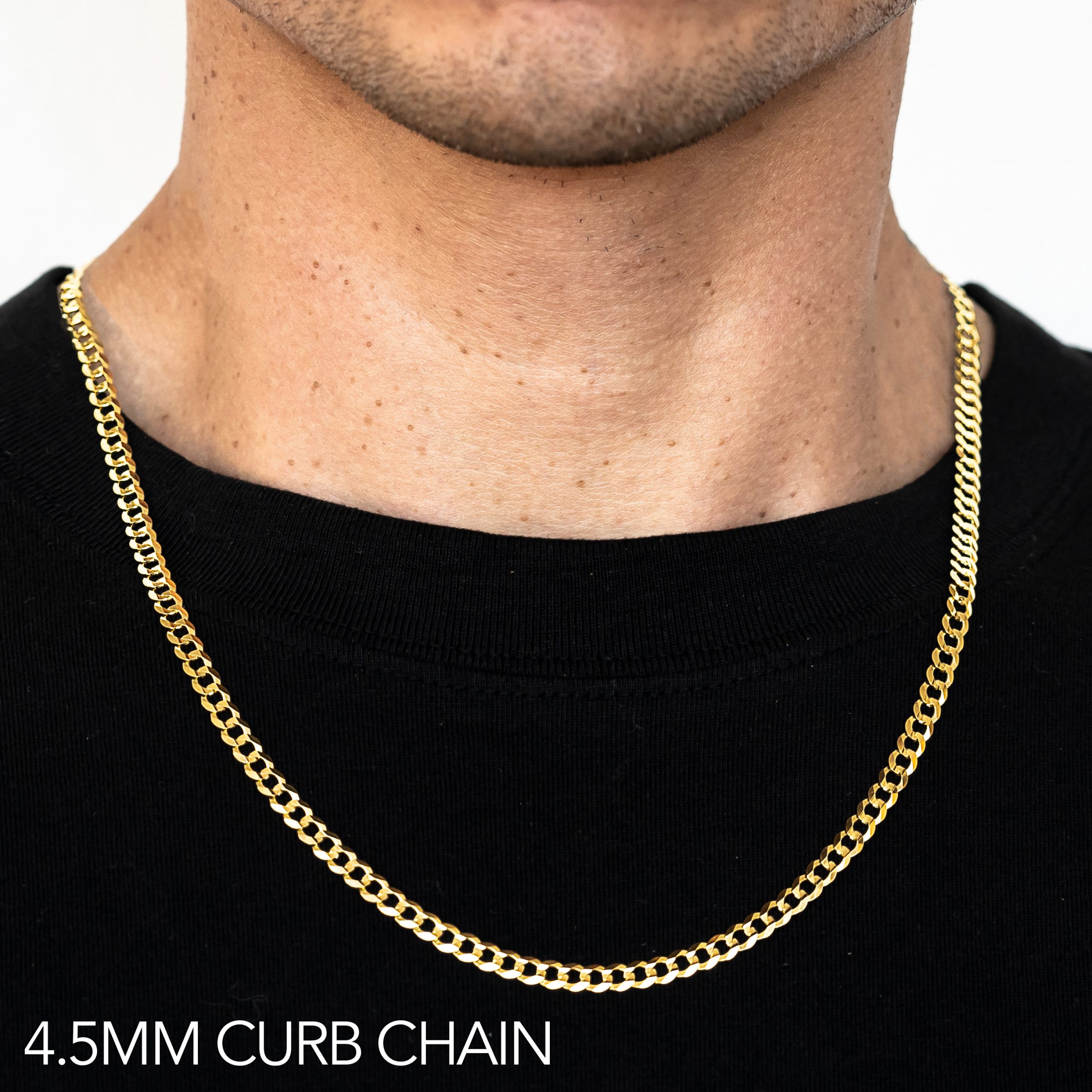 10k 4.5mm Yellow Gold Solid Curb 24"