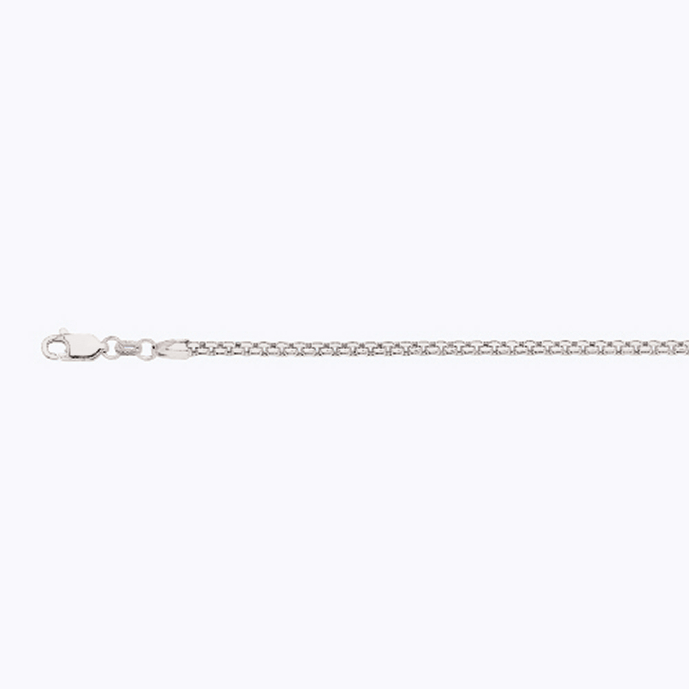 14k 2.5mm White Gold Venetian Box 30" - Image 2