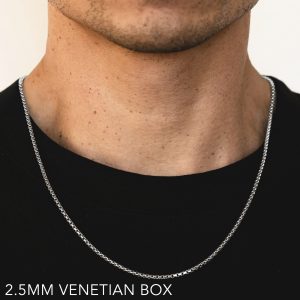 14k 2.5mm White Gold Venetian Box 18"