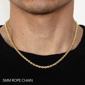 18k 5mm Yellow Gold Solid Dc Rope 20"