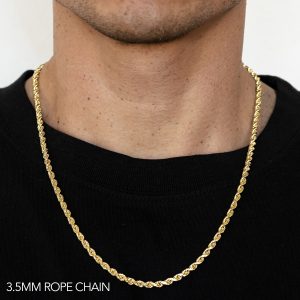 10k 3.5mm Yellow Gold Solid Dc Rope 18"