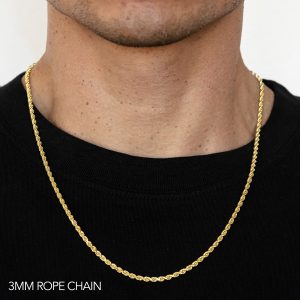 18k 3mm Yellow Gold Solid Dc Rope 18"