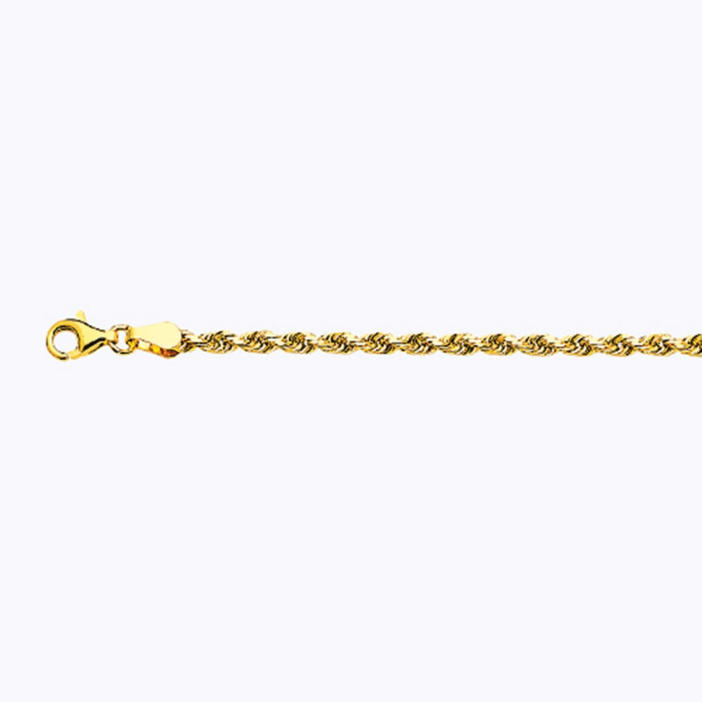14k 3mm Yellow Gold Solid Dc Rope 24" - Image 2