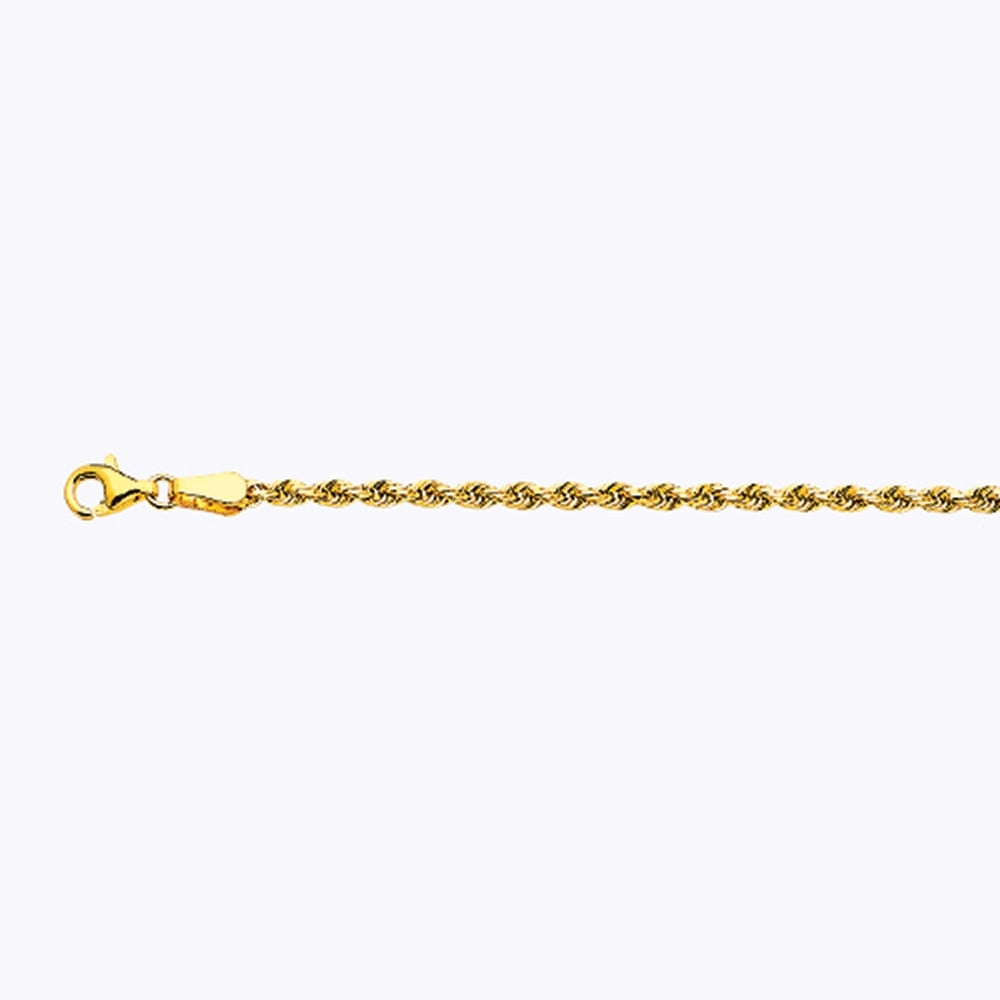 10k 2.5mm Yellow Gold Solid Dc Rope 26" - Image 2