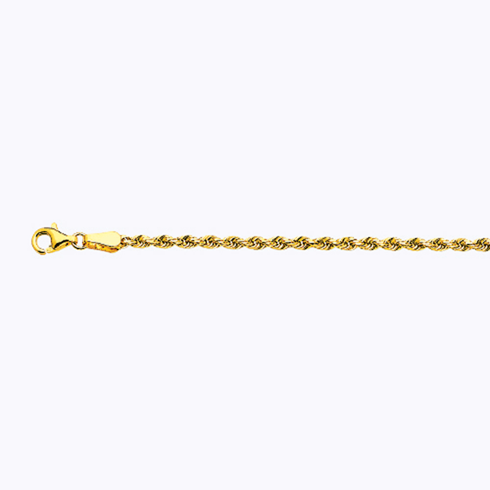 10k 2.5mm Yellow Gold Solid Dc Rope 16" - Image 2