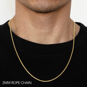 18k 2mm Yellow Gold Solid Dc Rope 16"