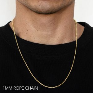 10k 1mm Yellow Gold Solid Dc Rope 22"