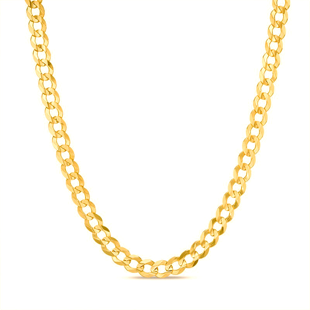 14k 3mm Yellow Gold Solid Curb 26" - Image 2