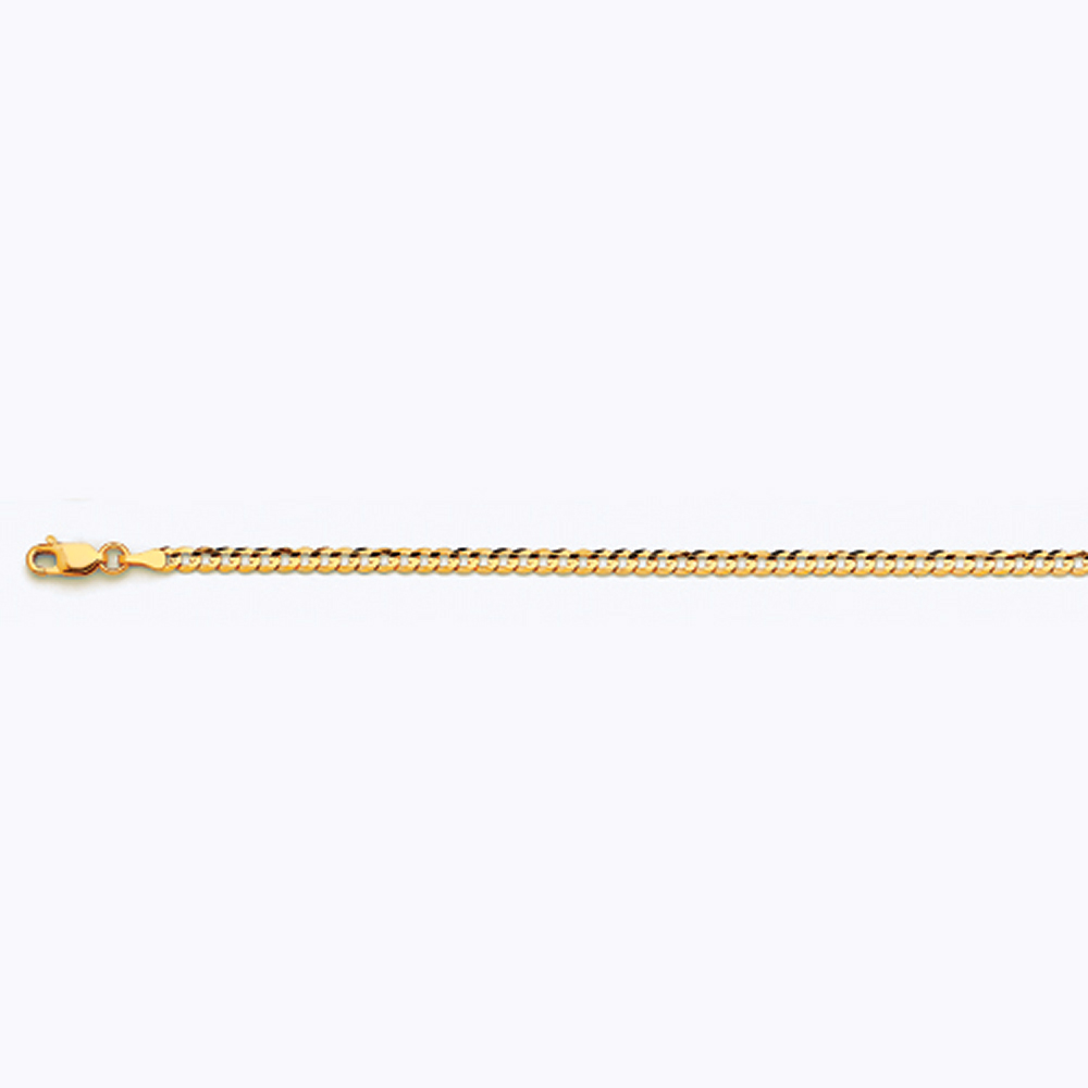 14k 3mm Yellow Gold Solid Curb 26" - Image 3
