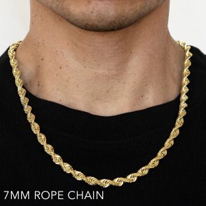 10k 7mm Yellow Gold Solid Dc Rope 30"