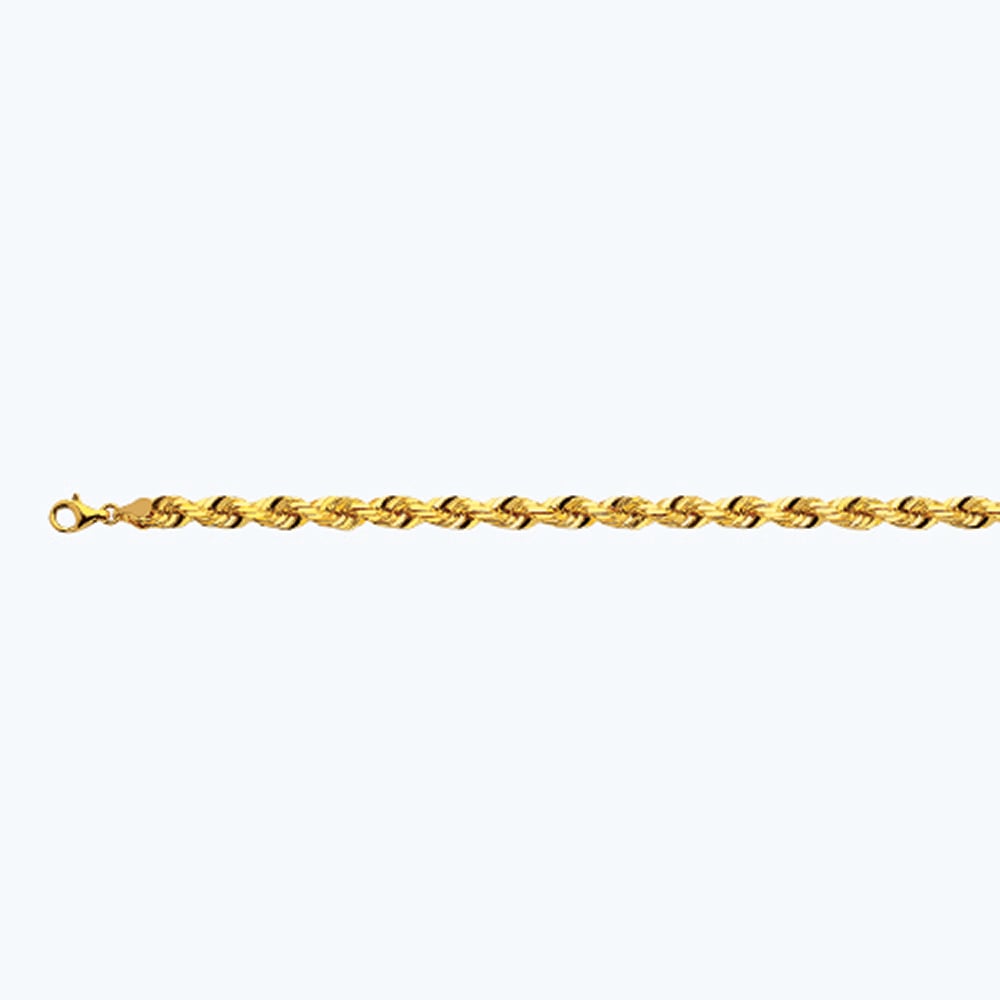 14k 6mm Yellow Gold Solid Dc Rope 28" - Image 2