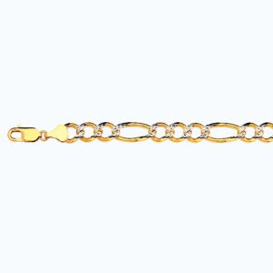 14k 9.5mm Yellow Gold Solid Pave Figaro 16"