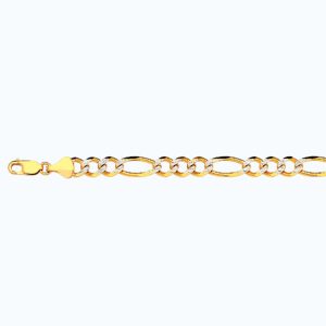 14k 8mm Yellow Gold Solid Pave Figaro 16"