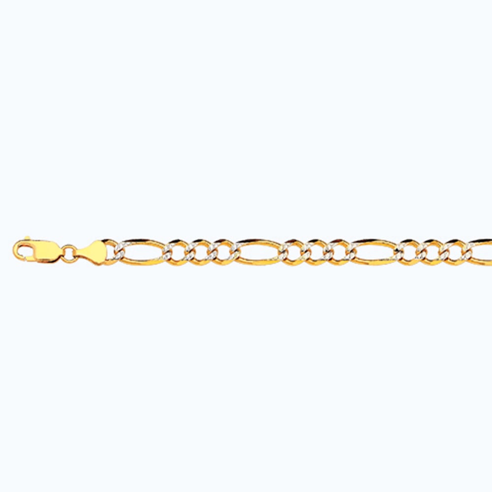 14k 6.5mm Yellow Gold Solid Pave Figaro 20"