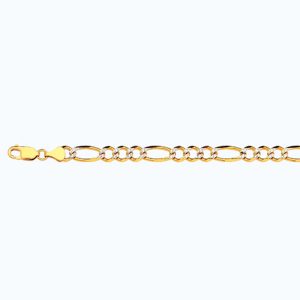 14k 6.5mm Yellow Gold Solid Pave Figaro 24"