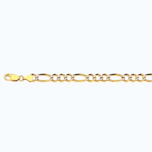 14k 6.5mm Yellow Gold Solid Pave Figaro 30"